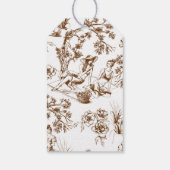 Brown and White Toile de Jouy Brautparty Geschenkanhänger (Rückseite)