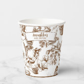 Brown and White Toile de Jouy Brautparty Pappbecher (Vorderseite)