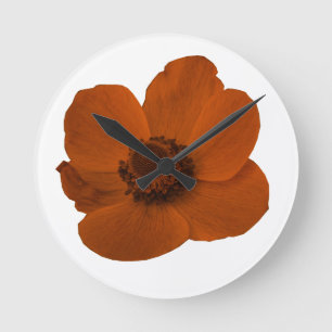 Brown Anemone Wall Clock Runde Wanduhr