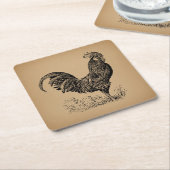 Brown Antique Rooster Illustration Hühnerparadies Rechteckiger Pappuntersetzer (angewinkelt)