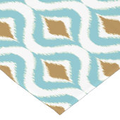 Brown Aqua Aquamarin Blue Ikat Ogee Art Pattern Kurzer Tischläufer (Ecke)