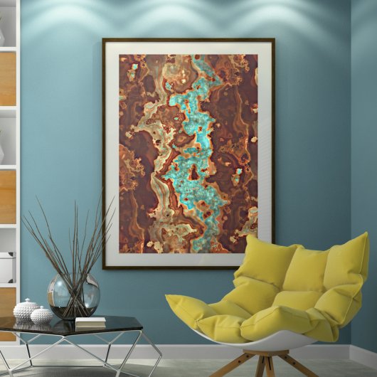 Brown Aqua Aquamarin Türkis Grüne Marbella Kunst Poster
