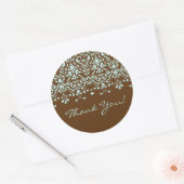 Brown & Aqua Blue Damask Danke Sticker (Umschlag)