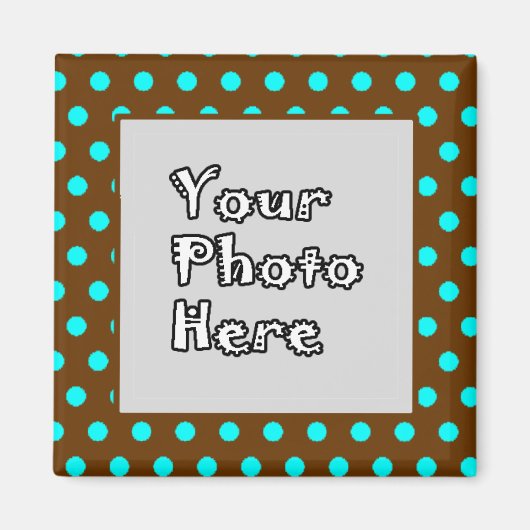 Brown Aqua Polka Dots Foto Rahmen Magnet (Vorne)