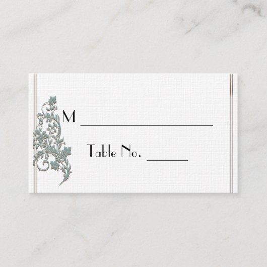 Brown Aquamarin Art Deco Posh Wedding Platzkarten (Vorderseite)