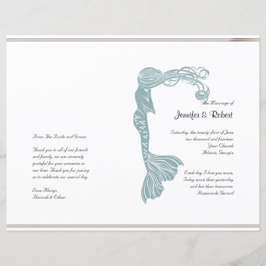 Brown Aquamarin Art Deco Posh Wedding Programm (Vorderseite)