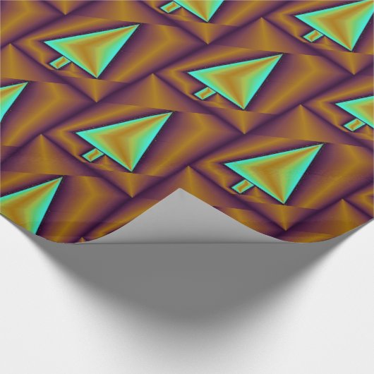 Brown Aquamarin Metallic Trees Puffy Geschenkpapier (Ecke)