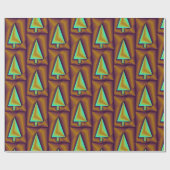 Brown Aquamarin Metallic Trees Puffy Geschenkpapier (Flach)