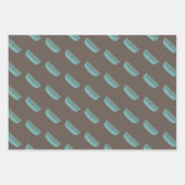 Brown & Aquamarin Mustache & Comb Set des Vaters v Geschenkpapier Set (Vorderseite 3)