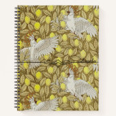 Brown Art Nouveau Cockatoo Lemon Individuelle Name Notizblock (Vorderseite)