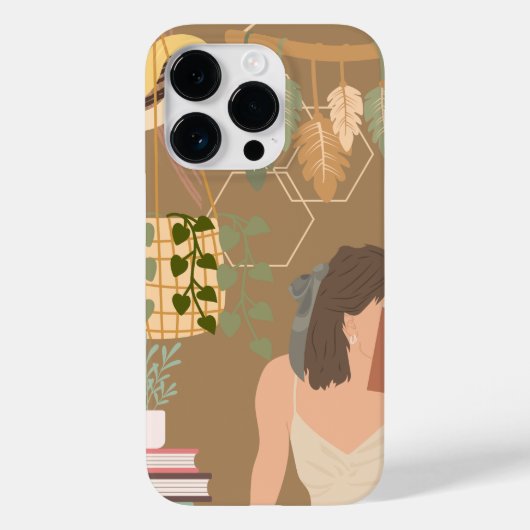 Brown Ästhetische Frau Lesen Buch Case-Mate iPhone Hülle (Rückseite)