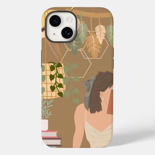 Brown Ästhetische Frau Lesen Buch Case-Mate iPhone Hülle (Rückseite)