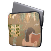 Brown Ästhetische Frau Lesen Buch Laptopschutzhülle (Vorderseite Links)