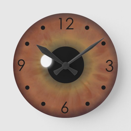 Brown-Augen-Iris-Augapfel-kundenspezifische Runde Wanduhr (Vorderseite)