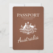 Brown Australia Passport Wedding Einladung (Rückseite)