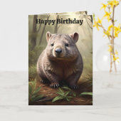 Brown Australian Wombat, Birthday Card Karte (Gelbe Blume)