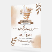 Brown Autumn Blätter Stroller Baby Boy Aqiqah Acrylschild (Winkel)