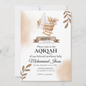 Brown Autumn Blätter Stroller Baby Boy Aqiqah Invi Einladung (Vorderseite)