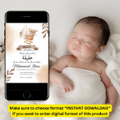 Brown Autumn Blätter Stroller Baby Boy Aqiqah Invi Einladung