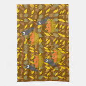 Brown Autumn Owl Pumpkin Pattern Dish Towel Geschirrtuch (Vertikal)