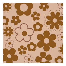 Brown Autumn Retro Y2K Hippie Blume Glossy Poster