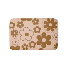 Brown Autumn Retro Y2K Hippie Blume Muster Badematte