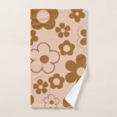 Brown Autumn Retro Y2K Hippie Blume Muster Badhandtuch Set (Handtuch)