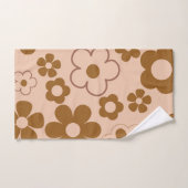 Brown Autumn Retro Y2K Hippie Blume Muster Badhandtuch Set (Handtuch)