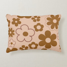 Brown Autumn Retro Y2K Hippie Blume Muster Dekokissen