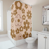 Brown Autumn Retro Y2K Hippie Blume Muster Duschvorhang (Beispiel)