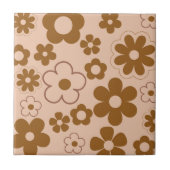 Brown Autumn Retro Y2K Hippie Blume Muster Fliese (Vorderseite)