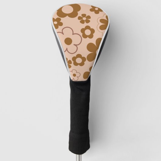 Brown Autumn Retro Y2K Hippie Blume Muster Golf Headcover (Vorderseite)