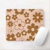 Brown Autumn Retro Y2K Hippie Blume Muster Mousepad (Mit Mouse)