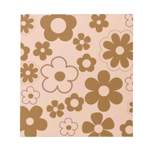 Brown Autumn Retro Y2K Hippie Blume Muster Notizblock (Vorderseite)