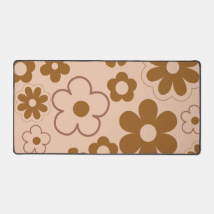Brown Autumn Retro Y2K Hippie Blume Muster Schreibtischunterlage