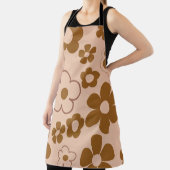 Brown Autumn Retro Y2K Hippie Blume Muster Schürze (InSitu)