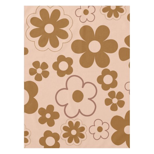 Brown Autumn Retro Y2K Hippie Blume Muster Tischdecke (Vorderseite)