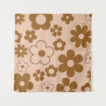 Brown Autumn Retro Y2K Hippie Blume Muster