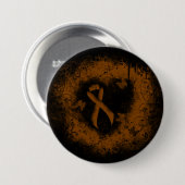 Brown Awareness Ribbon Grunge Herz Button (Vorne & Hinten)