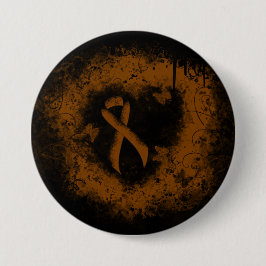 Brown Awareness Ribbon Grunge Herz Button
