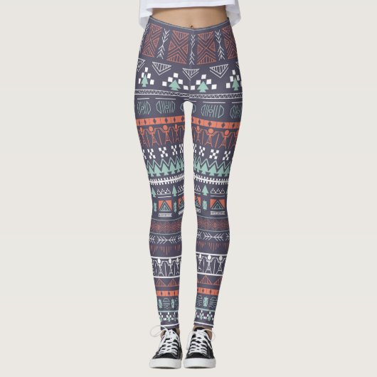 Brown Aztec Multi Blend Women's Leggings (Vorderseite)