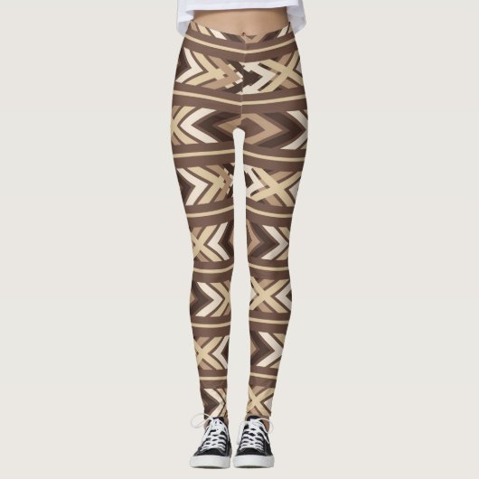 Brown Aztec Tribal Native American Leggings (Vorderseite)