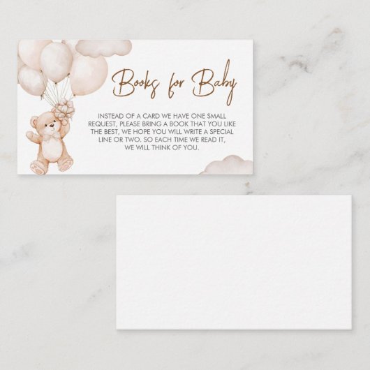 Brown Baby Bear Balloon Baby Showbücher für Baby Begleitkarte (Vorne/Hinten)