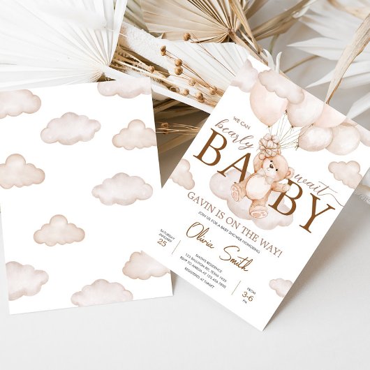 Brown Baby Bear Balloon Babydusche Einladung