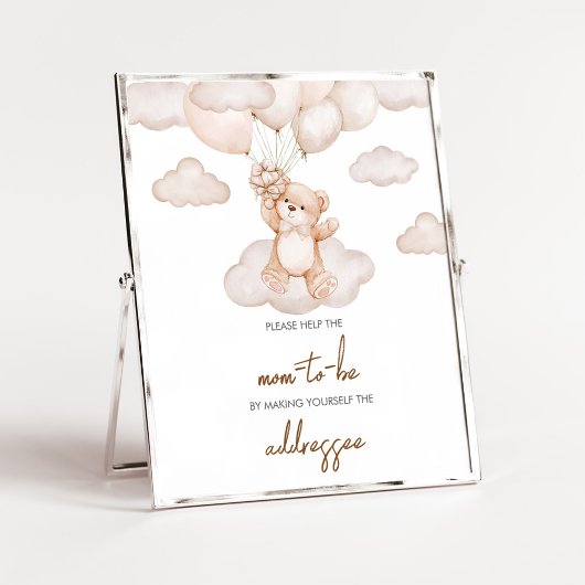 Brown Baby Bear Balloon Envelope Station Poster