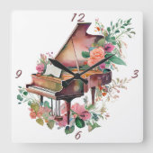 Brown Baby Grand Piano Quadratische Wanduhr (Vorderseite)