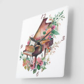 Brown Baby Grand Piano Quadratische Wanduhr (Winkel)