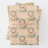 Brown Baby Lion Elephant Rhino Wrapping Paper She Geschenkpapier Set (Beispiel)