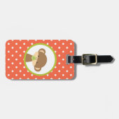 Brown Baby Monkey mit Schnuller auf Polka Dots Gepäckanhänger (Vorderseite horizontal)