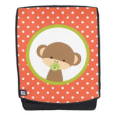 Brown Baby Monkey mit Schnuller auf Polka Dots Rucksack (Vorderseite)
